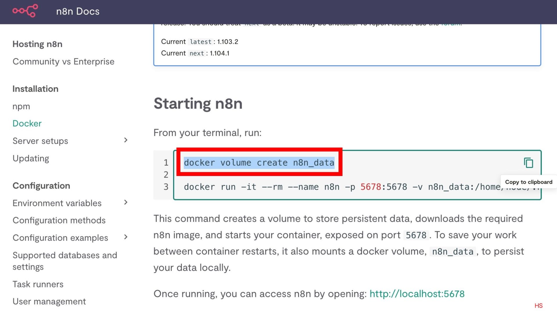 n8n下載操作教學:Docker Installation安裝頁面 n8n下載操作教學:Docker Installation安裝頁面